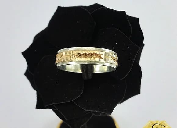 Alianza de plata 950 con oro 18 kl 2