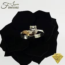 Anillo de compromiso en Plata 950 de 1 piedra blan